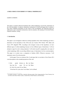 1 A FREE-CHOICE ITEM HIDDEN IN VERBAL MORPHOLOGY