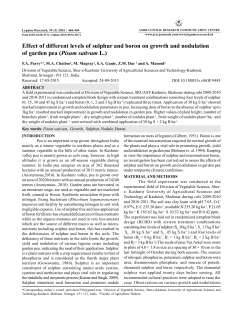 Effect of different levels of sulphur and boron on