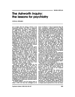 The Ashworth Inquiry: the lessons for psychiatry