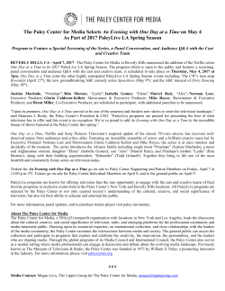 The Paley Center for Media Selects An Evening with One Day at a