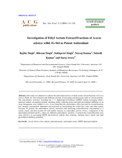 Investigation of Ethyl Acetate Extract/Fractions of