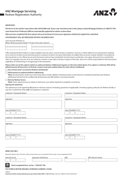 ANZ Mortgage Servicing Redraw Registration Authority