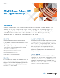 COMEX Copper Futures (HG) and COpper Options (HX)