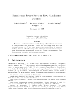 Hamiltonian Square Roots of Skew-Hamiltonian