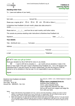 Standing Order Form - Braintree Area Foodbank