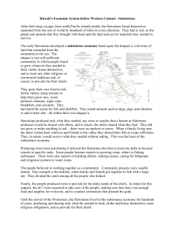 Hawaii`s Economic System before Western Contact: Subsistence