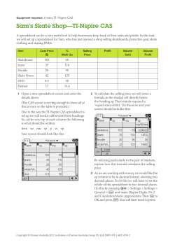 Sam`s Skate Shop&mdash;TI-Nspire CAS