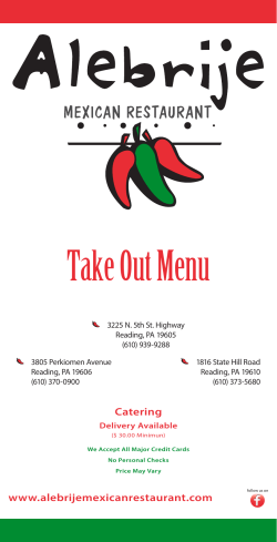 Take Out Menu - Alebrije Mexican restaurant