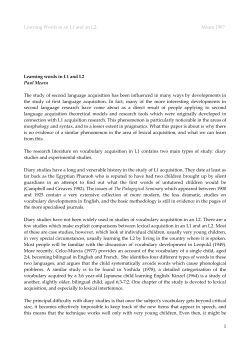 Learning Words in an L1 and an L2. Meara 1987