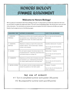 Honors Biology Summer Work 2017
