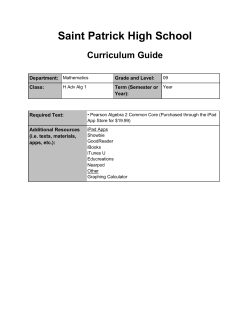Saint Patrick High School Curriculum Guide