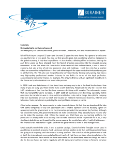 Summary Restructuring to survive and succeed Nils Melngailis, has