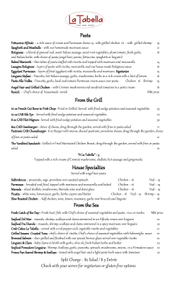 Pasta - La Tabella