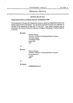 Independent System and Market Operator Establishment Bill: Draft