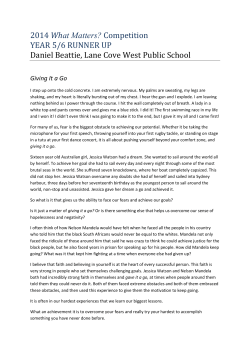 Competition YEAR 5/6 RUNNER UP Daniel Beattie, Lane Cove