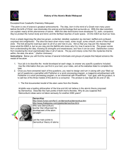 History of the Atomic Model Webquest Excerpted from Carabell`s