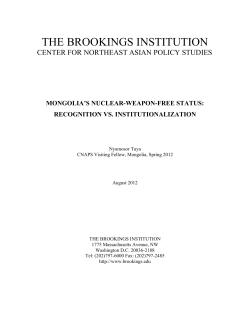 Mongolia`s Nuclear-Weapon-Free Status: Recognition vs