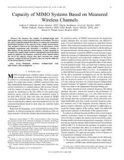 Capacity of MIMO systems based on measured wireless