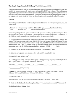 The Single Stage Treadmill Walking Test