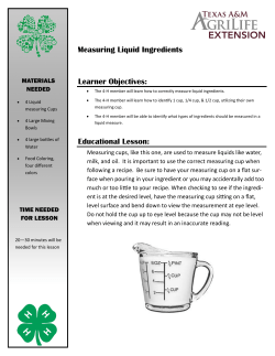 Measuring Liquid Ingredients Lesson Planpdf - Texas 4-H