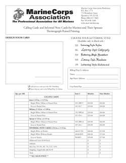 Calling Cards and Informal Note Cards for Marines and Their