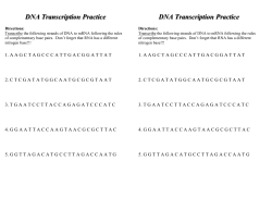 DNA Transcription Practice DNA Transcription Practice