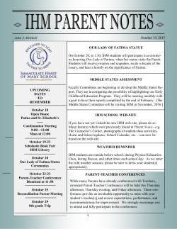 John J. Mitchell UPCOMING DATES TO REMEMBER October 18