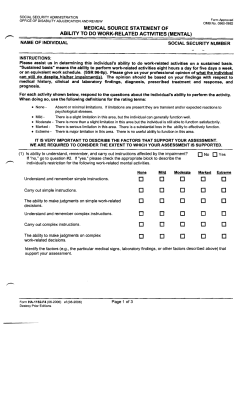 MEDICAL SOURCE STATEMENT OF ABILITY TO DO