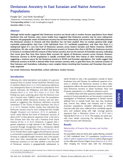 Article Denisovan Ancestry in East Eurasian and Native American