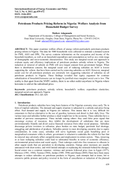 Petroleum Products Pricing Reform in Nigeria: Welfare Analysis from