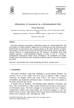 Allocation of resources in a divisionalized firm