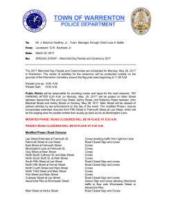 2017 Memorial Day Operational Plan