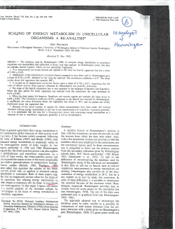 scaling of energy metabolism in unicellular organisms