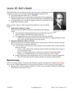 Lesson 40: Bohr`s Model