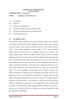 INORGANIC CHEMISTRY III STUDY NOTES INTRODUCTION