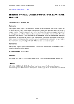 BENEFITS OF DUAL-CAREER SUPPORT FOR EXPATRIATE