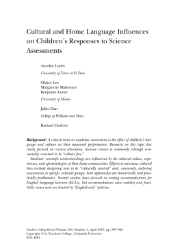 Cultural and Home Language Influences on Children`s Responses