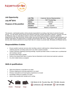 Job Opportunity July 06th2016 Purpose of the