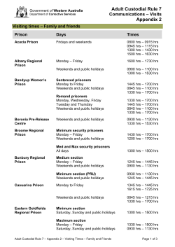 Adult Custodial Rule 7 &ndash; Appendix 2 &ndash; Visiting times &ndash; Family and