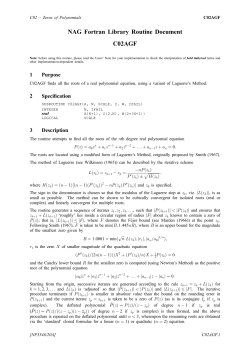 NAG Fortran Library Routine Document C02AGF