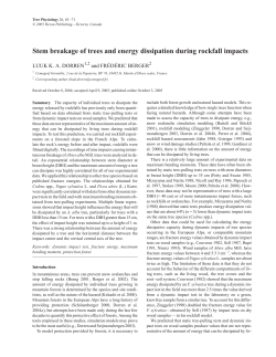 Stem breakage of trees and energy dissipation during rockfall impacts