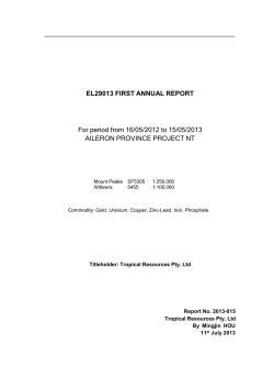 EL29013 FIRST ANNUAL REPORT For period from 16/05/2012 to