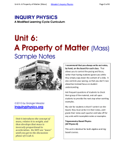 Unit 6, A Property of Matter (Mass)
