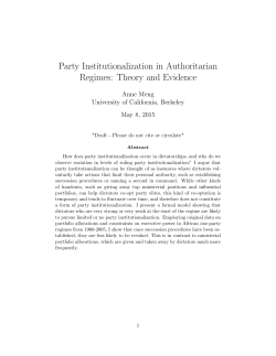 Party Institutionalization in Authoritarian Regimes