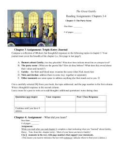 The Great Gatsby Reading Assignments: Chapters 3