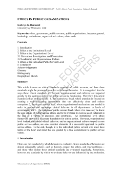 Ethics in Public Organizations