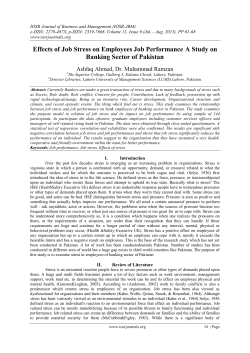 Effects of Job Stress on Employees Job Performance A Study