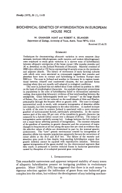 BIOCHEMICAL GENETICS OF HYBRIDISATION IN