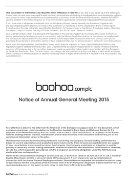 Notice of Annual General Meeting 2015