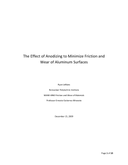 The Effect of Anodizing to Minimize Friction and Wear